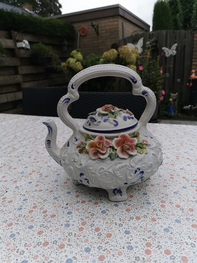 Capodimonte Italiaans Porselein Theepot Barok Bloemen Deko, Ophalen