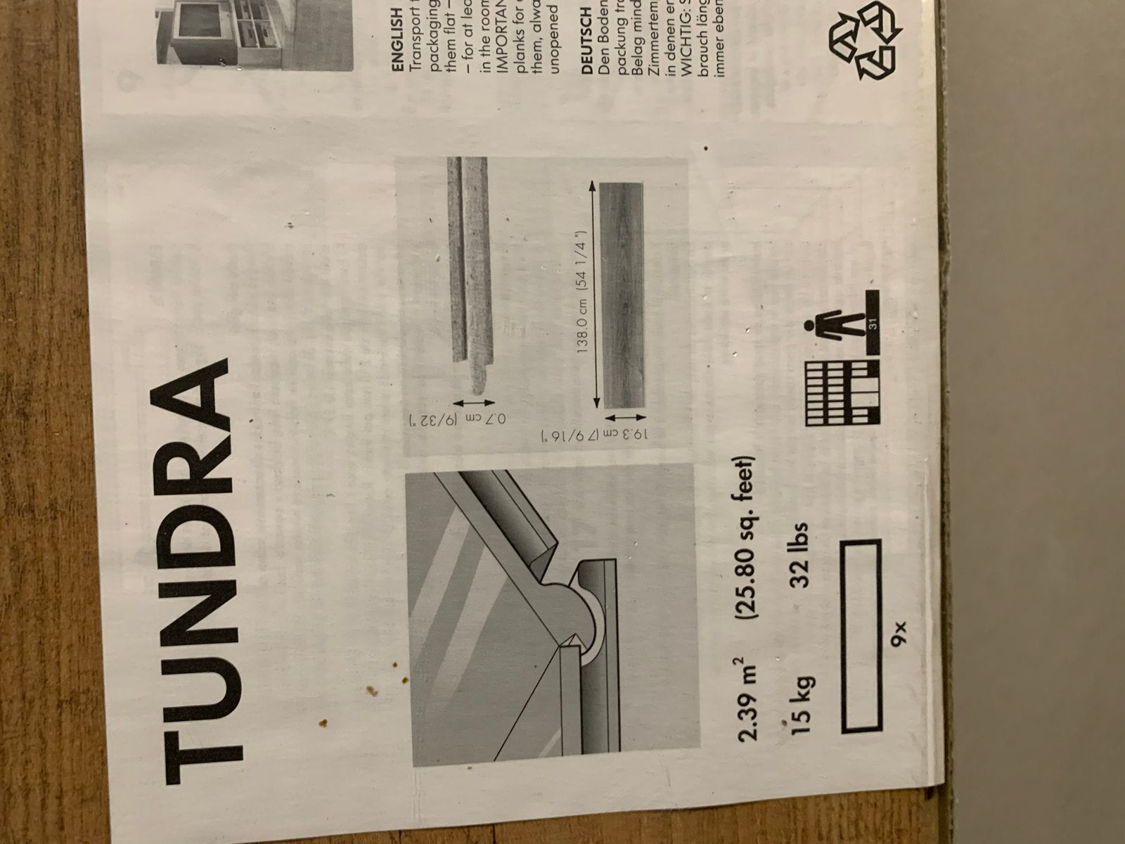 IKEA Tundra laminaat - 1 nieuw pak (2.39 m²), Ophalen, Nieuw, Minder dan 5 m², 10 tot 30 cm