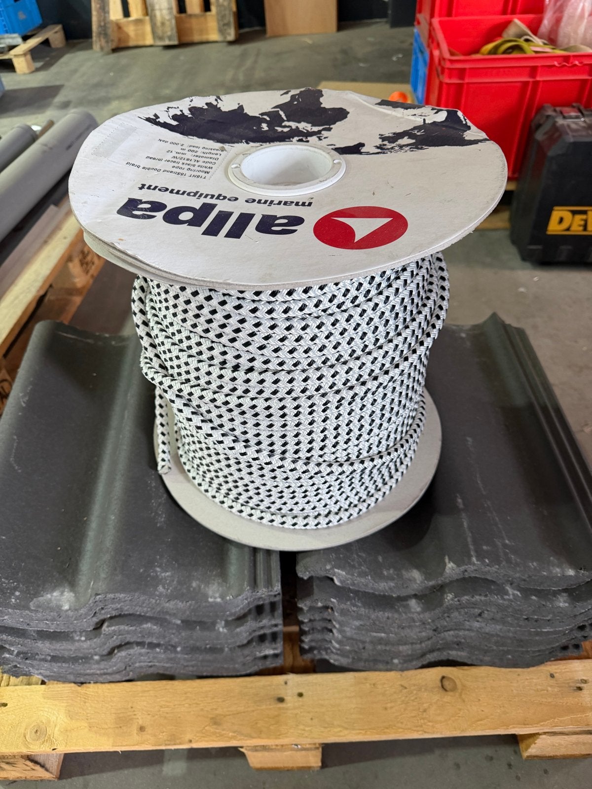 Allpa Landvast 12mm 150 meter - Wit/Zwart Gevlochten, Ophalen of Verzenden, Nieuw, Lijn of Blok