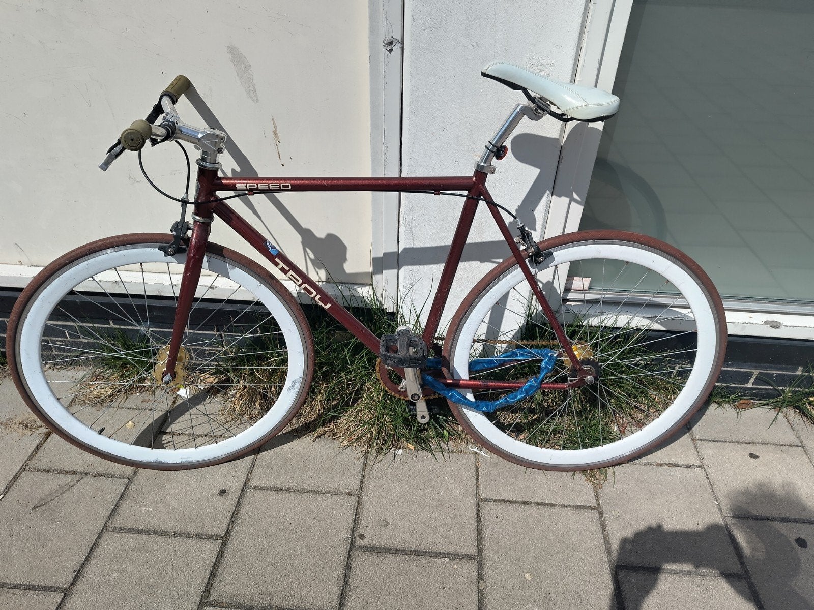 TROY Speed Fixie Fiets - Bordeauxrood, Gebruikt, Velgrem, Ophalen, Overige merken