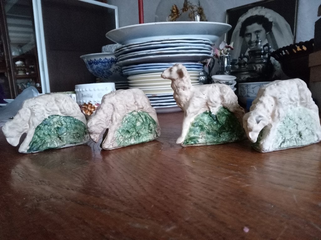 setje van 4 mooie oude kerstschaapjes, Diversen, Kerst, Ophalen of Verzenden, Gebruikt