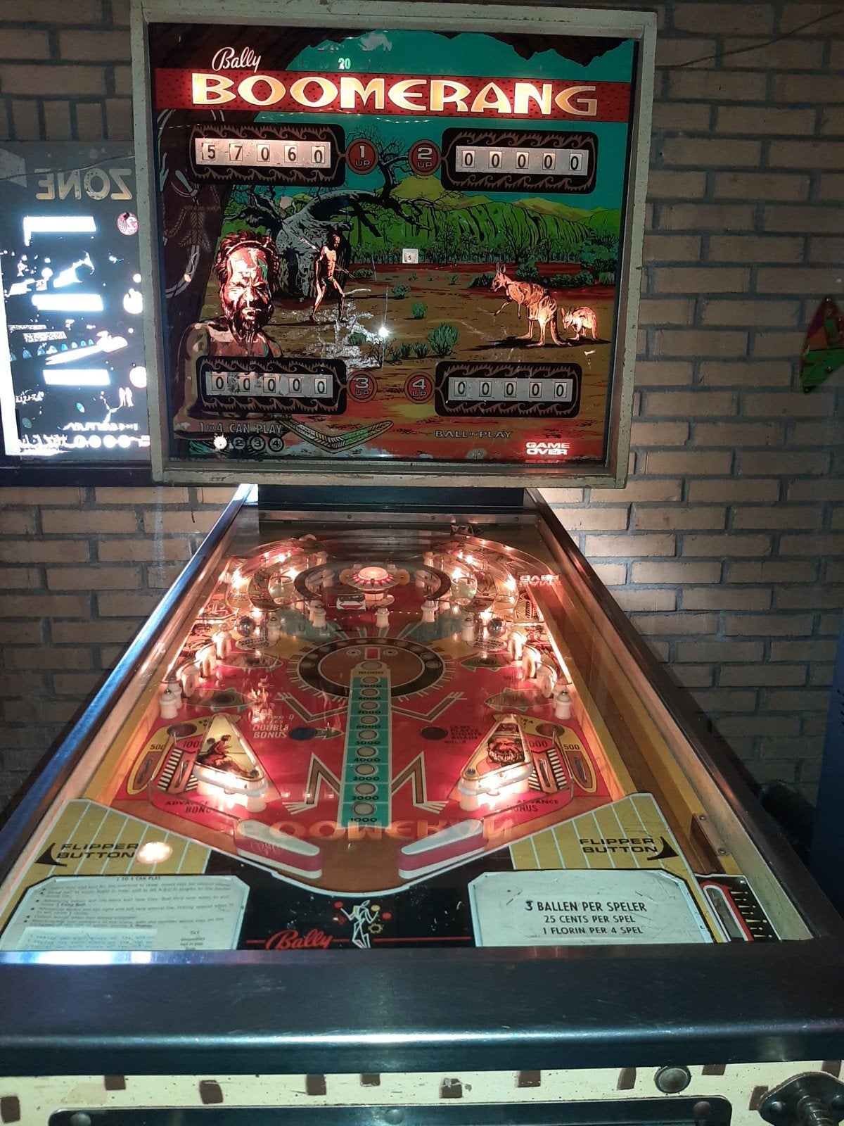 Flipperkast bally boomerang, Ophalen, Gebruikt, Mechanisch, Bally