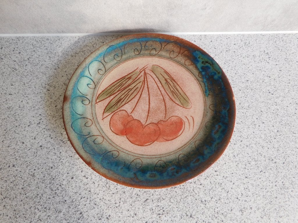 Bord Kersen Rood Aardewerk - 13,5 cm, Antiek en Kunst, Antiek | Keramiek en Aardewerk, Ophalen of Verzenden