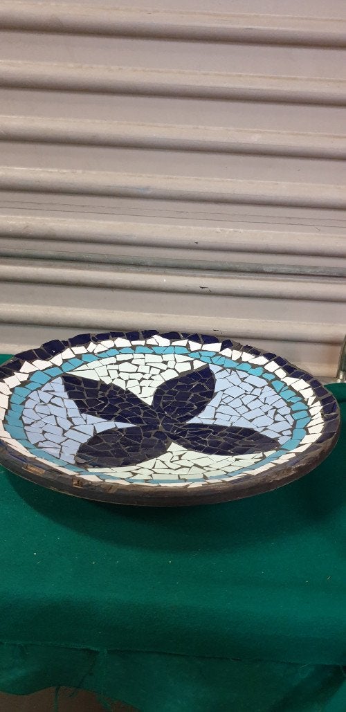mozaiek schaal blauw wit, Huis en Inrichting, Woonaccessoires | Schalen en Manden, Ophalen of Verzenden, 'T Olde Gre-j, Info@toldegrej.nl