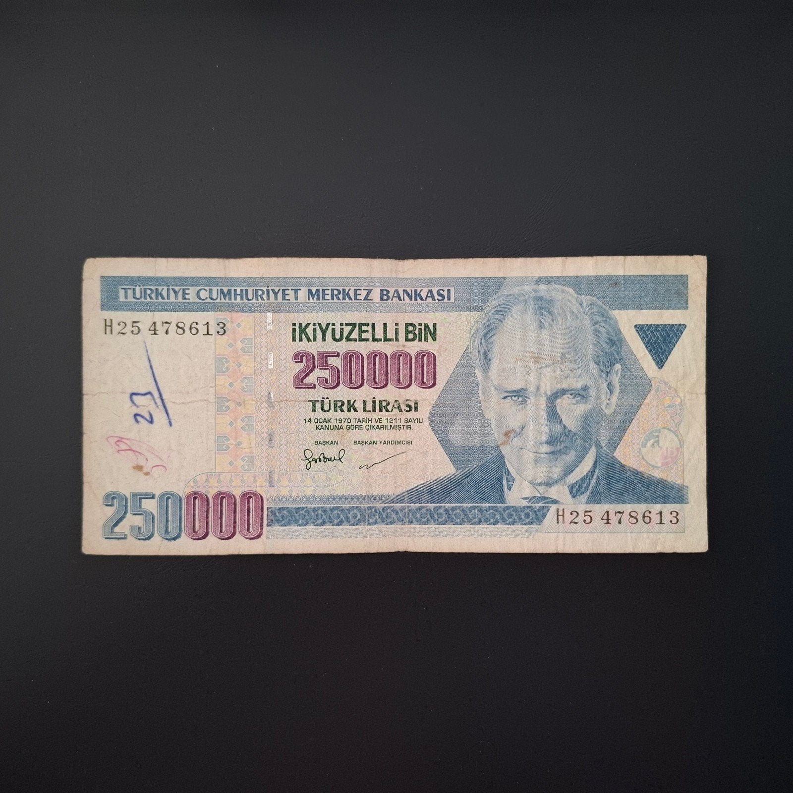 250000 lira Turkije #055, Verzenden, Overige landen, Los biljet
