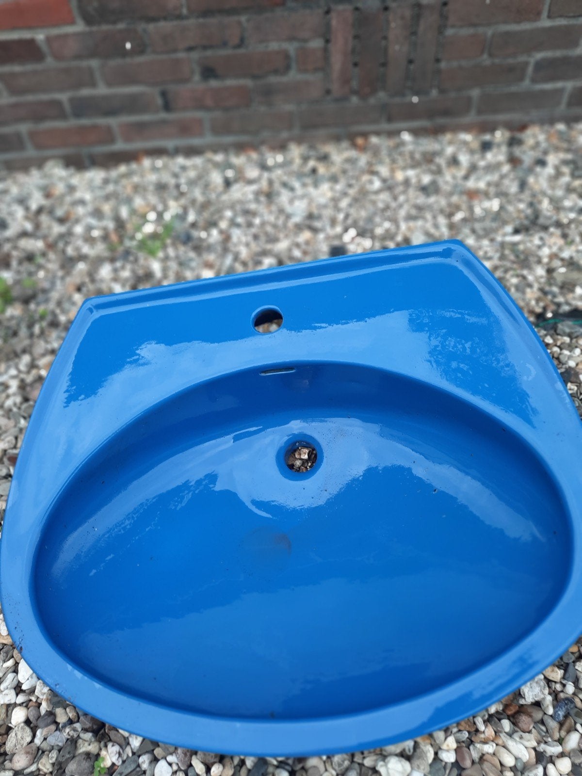 vintage sanitair wasbak wastafel vintage blauw zgan, 150 liter of meer, Ophalen, Zo goed als nieuw