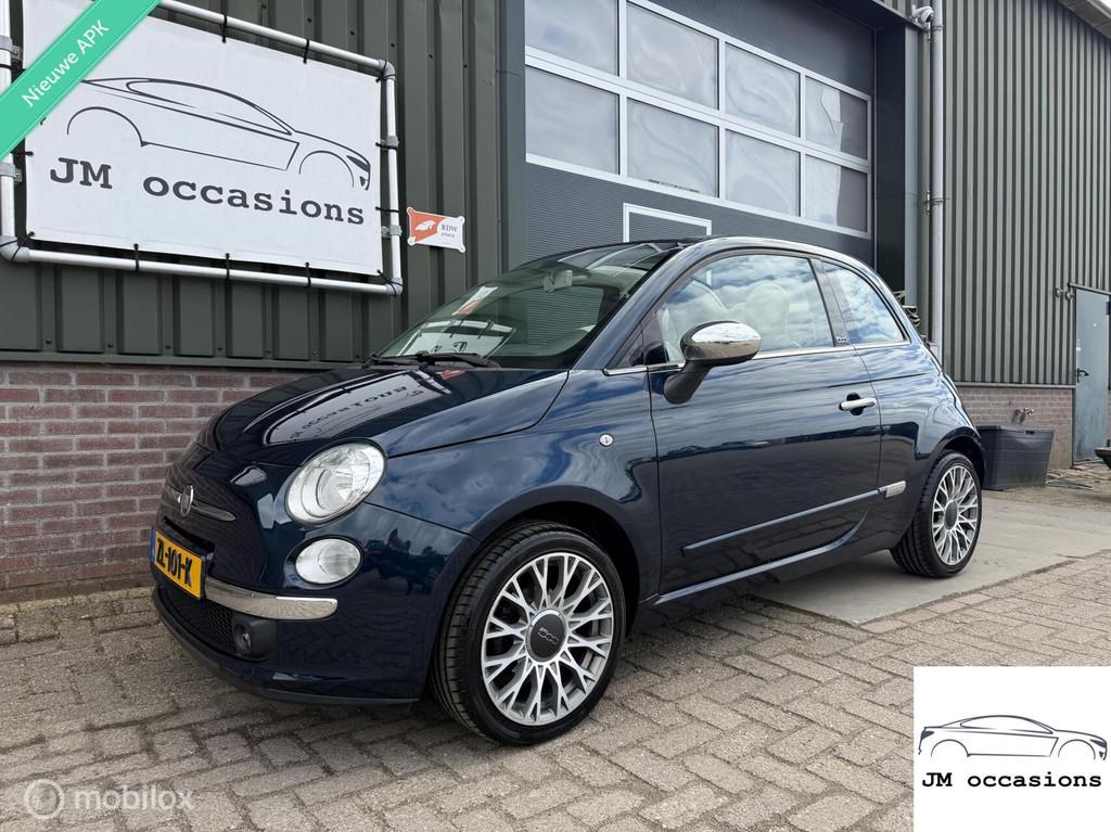 Fiat 500 1.2 Lounge Cabrio|Airco|Bleu&me|Leder|PDC|APK nieuw, Gebruikt, 4 cilinders, Leder, Bedrijf