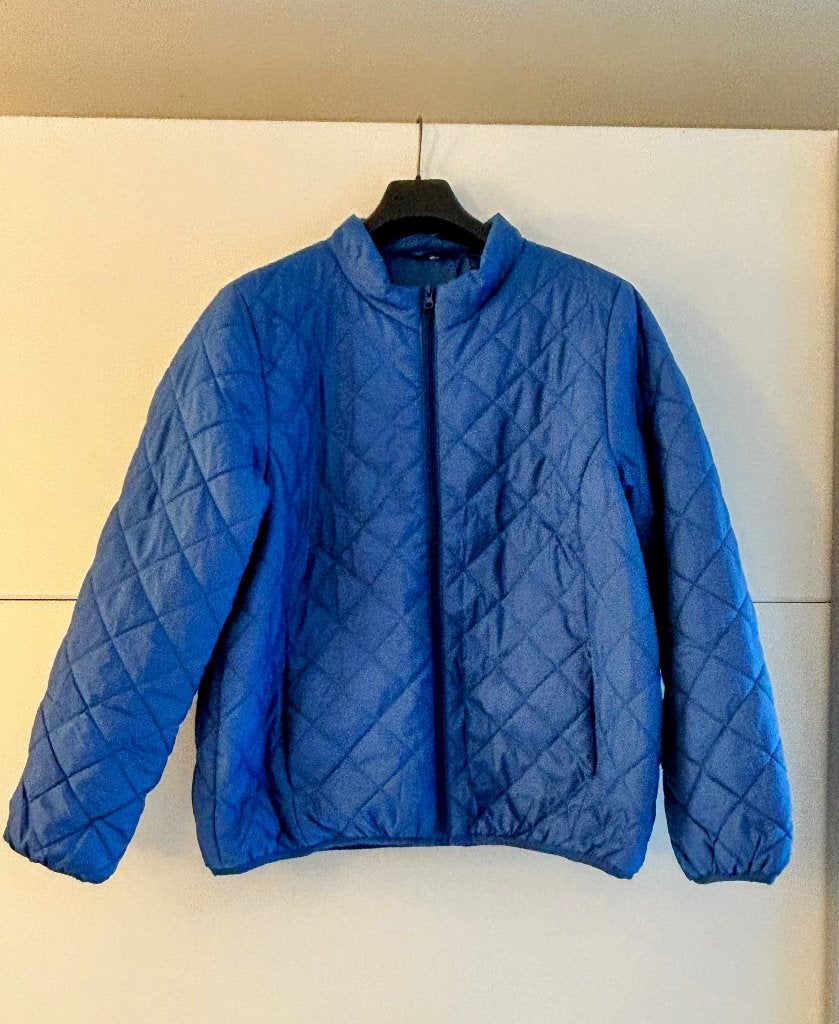 Blauwe doorstikte jas, Ophalen of Verzenden, Zo goed als nieuw, Maat 46/48 (XL) of groter, Blauw