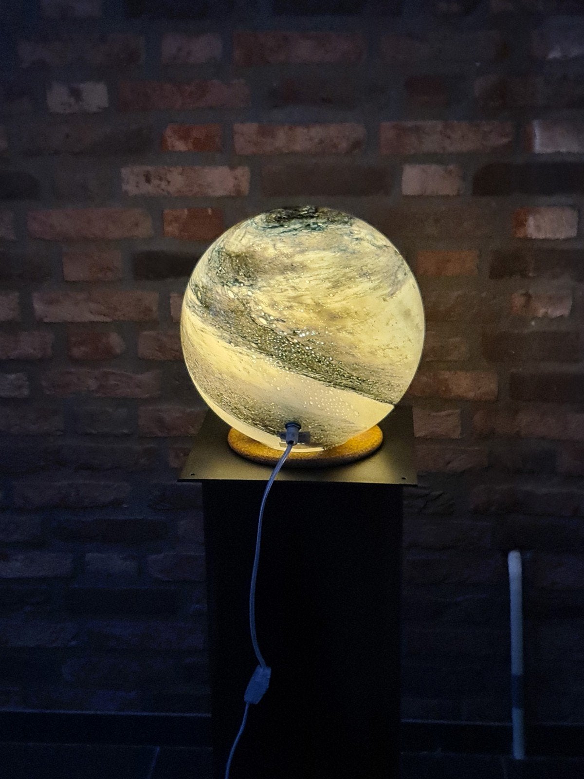 Prachtige Handgemaakte Bollamp 30cm - Uniek Design, Huis en Inrichting, Lampen | Tafellampen, 30 cm, E14 (klein), Ophalen of Verzenden