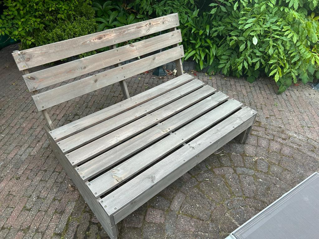Palletbank Lucca met kussens, Ophalen, Gebruikt, Hout