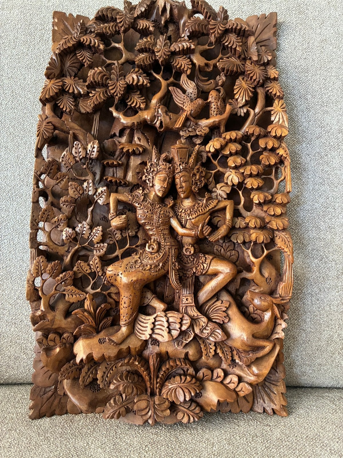 Oud Balinees houtsnijwerk Rama en Sita, Ophalen