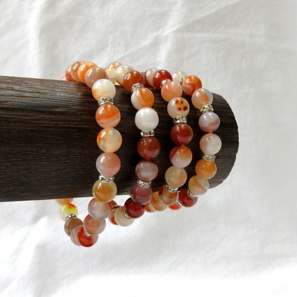 Sardonyx armbanden set - Ouder kind, Met bedels of kralen, Verzenden, Nieuw, Zilver