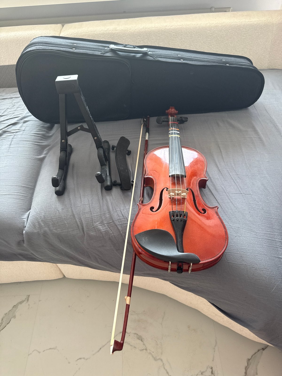 Viool met koffer en standaard - Zo goed als nieuw, Muziek en Instrumenten, Ophalen, Viool, Zo goed als nieuw, 4/4-viool