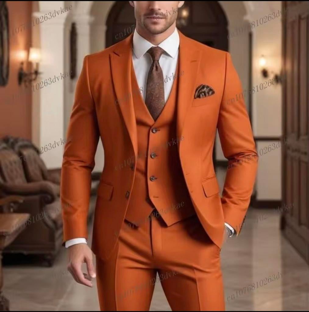 3-delig kostuum oud oranje/bruin *nieuw*, Onbekend, Maat 48/50 (M), Nieuw, Oranje