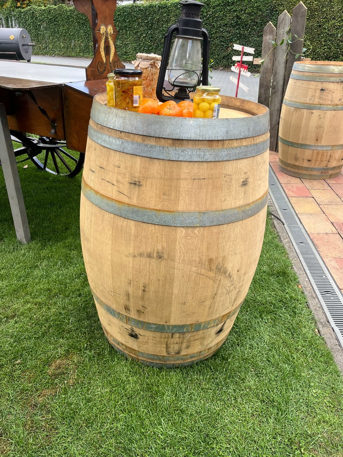 Eiken wijnvat 225 liter - Decoratief en functioneel, Ophalen, Hout, Gebruikt, Landelijk