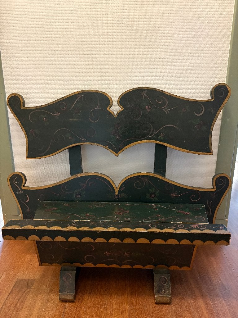 Brocanten houten bankje, Ophalen