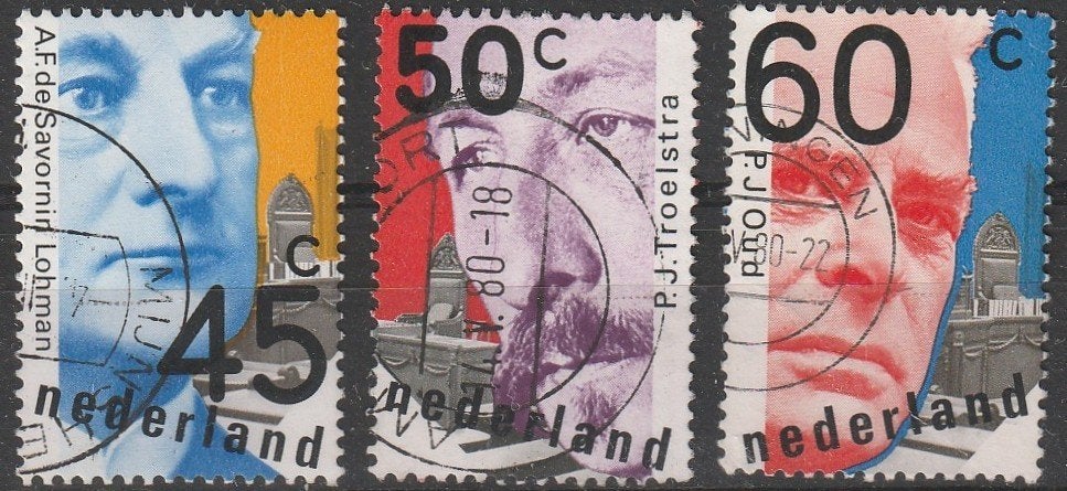 4830. Nederland 1191/93 gest. Politici, Ophalen of Verzenden, Na 1940, Gestempeld