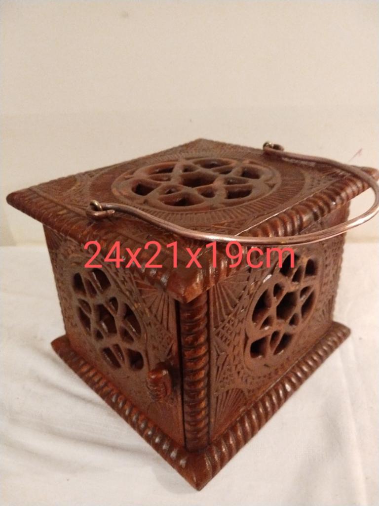 Antieke houten stoof met koperen hengsel, Antiek en Kunst, Antiek | Woonaccessoires, Ophalen of Verzenden