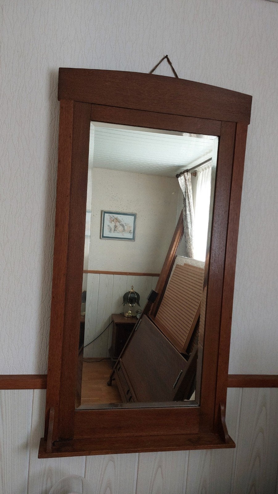 Antieke houten spiegel met lijst, Antiek en Kunst, Ophalen