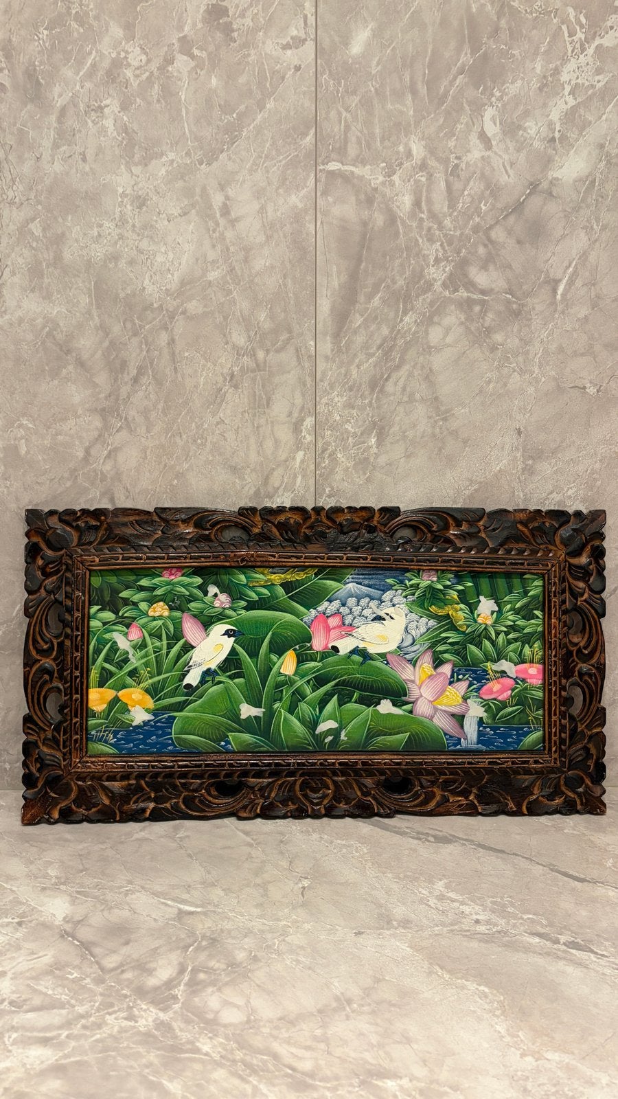 Mooi Schilderij met Tropische Vogels en Bloemen, Ophalen, Schilderij, Overige materialen, Meerkleurig