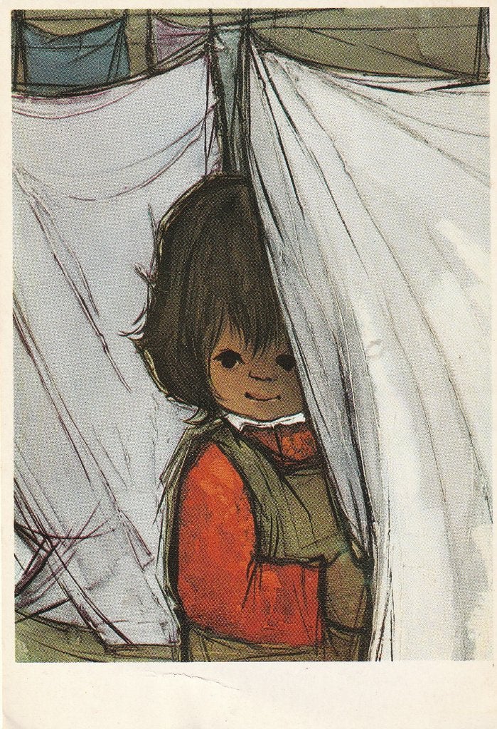 Kaart naar een kunstdruk van Jaklien Moerman, Verzamelen, Ophalen of Verzenden, 1980 tot heden, Ongelopen, Kinderen