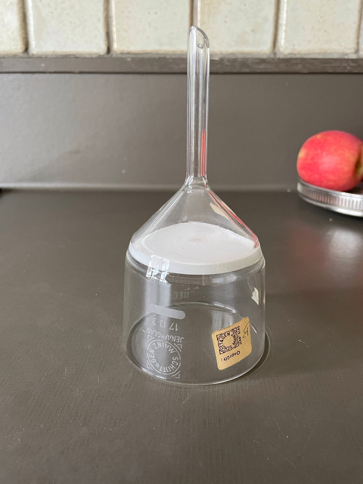 Trechter met filter Schott & Gen, Mainz Jena glas, Ophalen