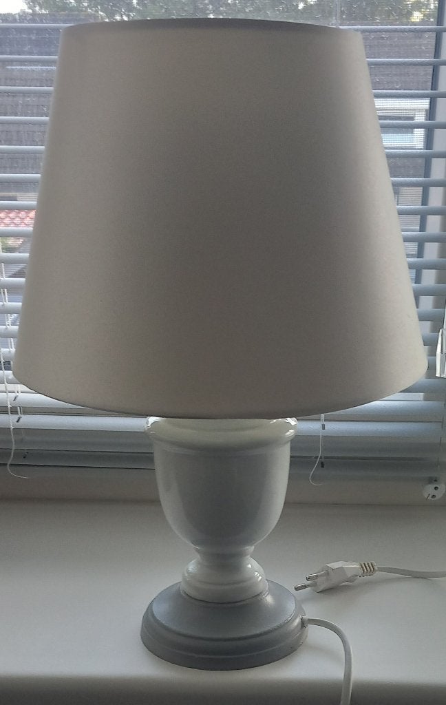 schemerlamp op voet met kap (en lamp), Gebruikt, 35 cm, Met kap, Grijs