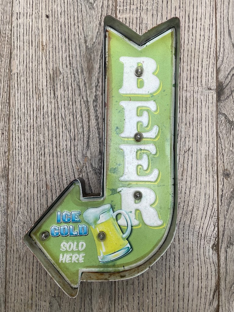 Retro Bier Reclamebord / Verlichting - 43x23 cm, Ophalen of Verzenden, Gebruikt, Reclamebord, Plaat of Schild, Overige merken