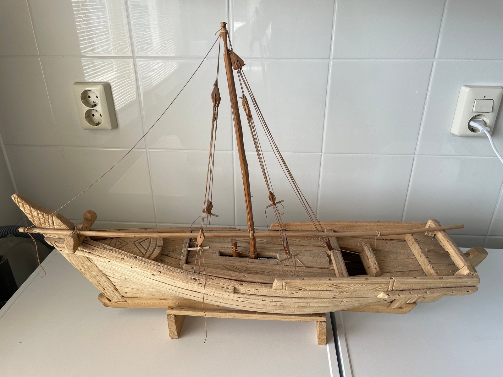 Vintage houten scheepsmodel uit Dar es Salaam, jaren '70, Ophalen, Gebruikt, Overige merken