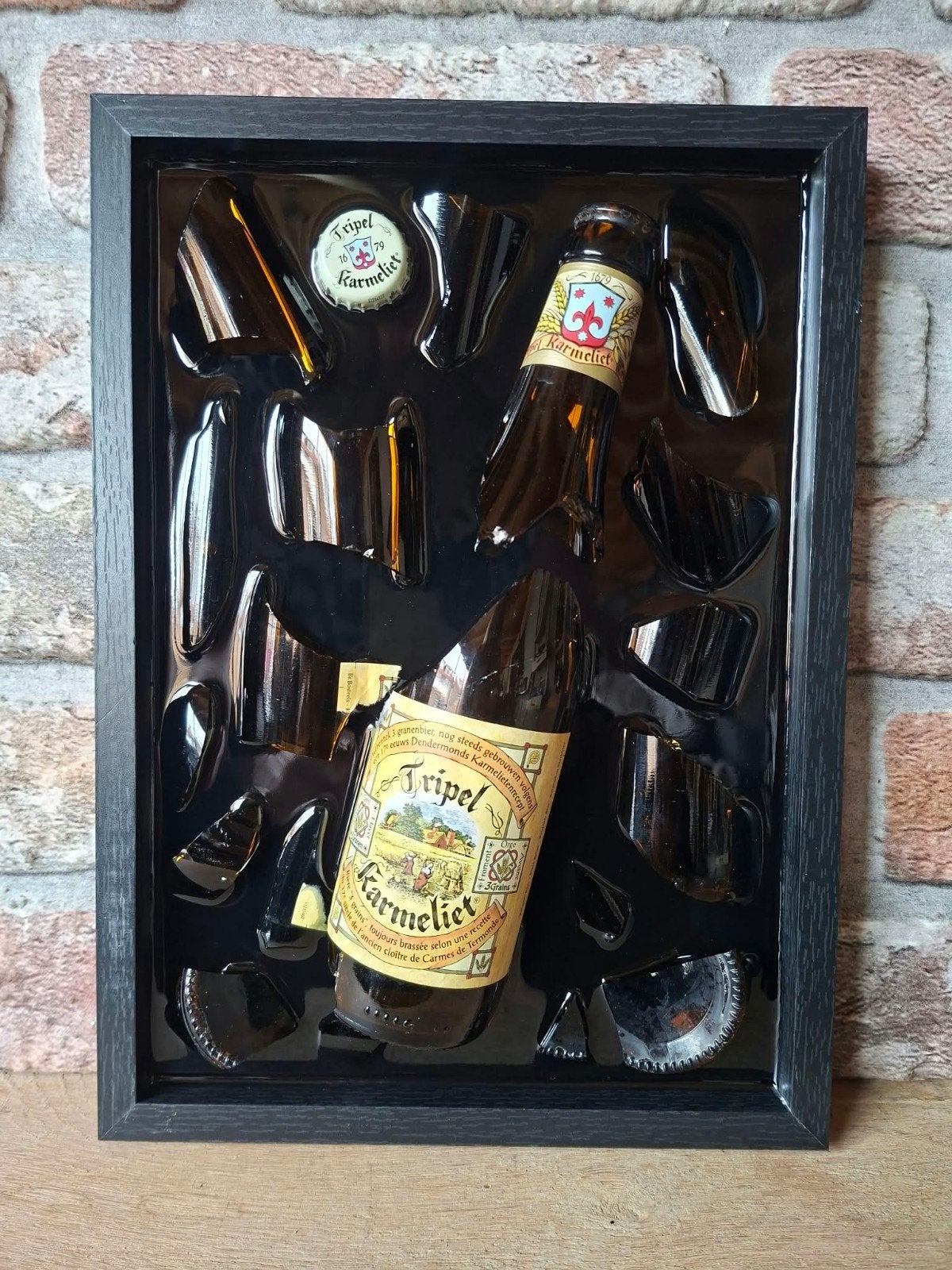 Tripel Karmeliet flesje verwerkt in een lijst 23x33 met Epox, Ophalen of Verzenden