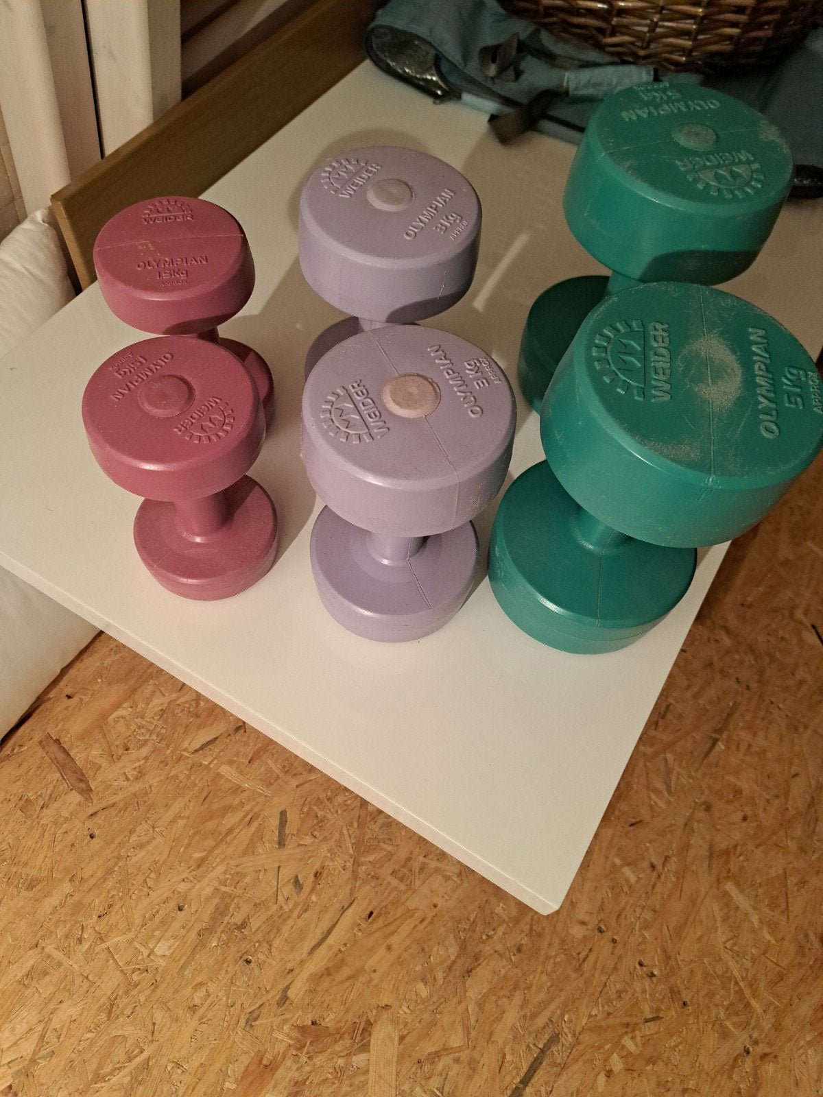 Weider Olympian Dumbbells - 1.5kg, 3kg, 5kg set, Ophalen, Gebruikt, Rug, Dumbbell