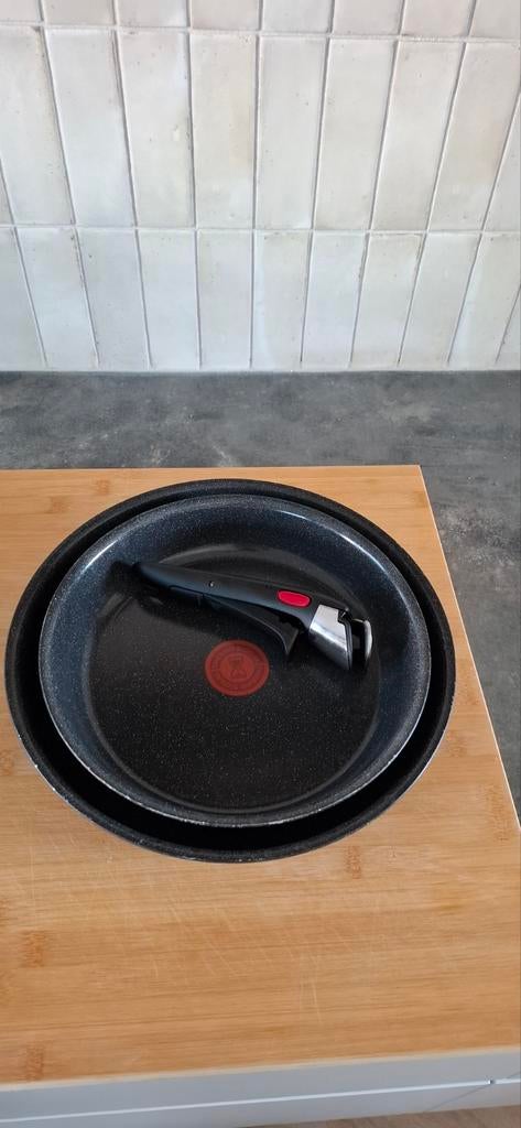 2 Tefal Ingenio koekenpannen met los handvat, Huis en Inrichting, Keuken | Potten en Pannen, Ophalen, Zo goed als nieuw, Overige materialen