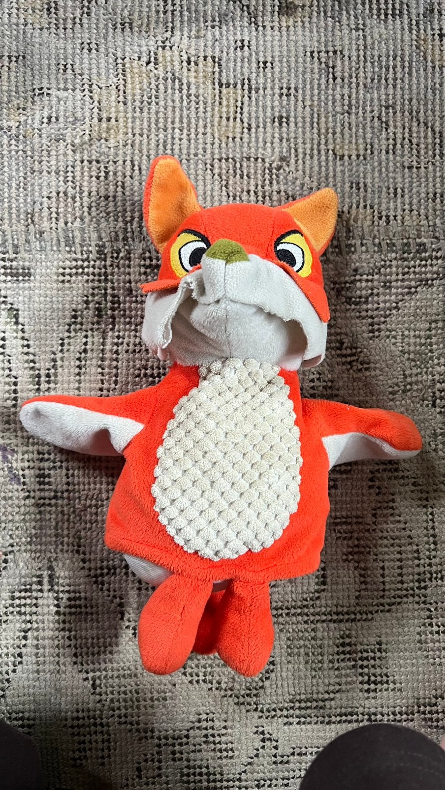 Handpop fabeltjeskrant vos, Ophalen of Verzenden, Gebruikt, Vos, Middelgroot (20 tot 80 cm)