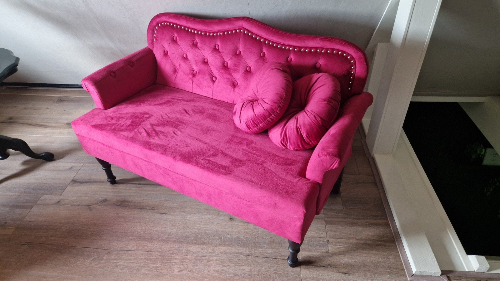 Bankje Bordeaux Rood - Zo Goed Als Nieuw, Huis en Inrichting, Ophalen, 75 tot 100 cm, Minder dan 150 cm, Stof