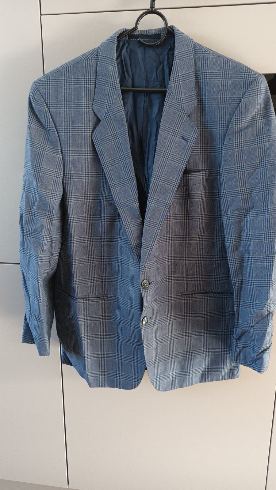 Stijlvol geruit colbert - Maat 52/54, Maat 52/54 (L), Onbekend, Blauw, Ophalen of Verzenden