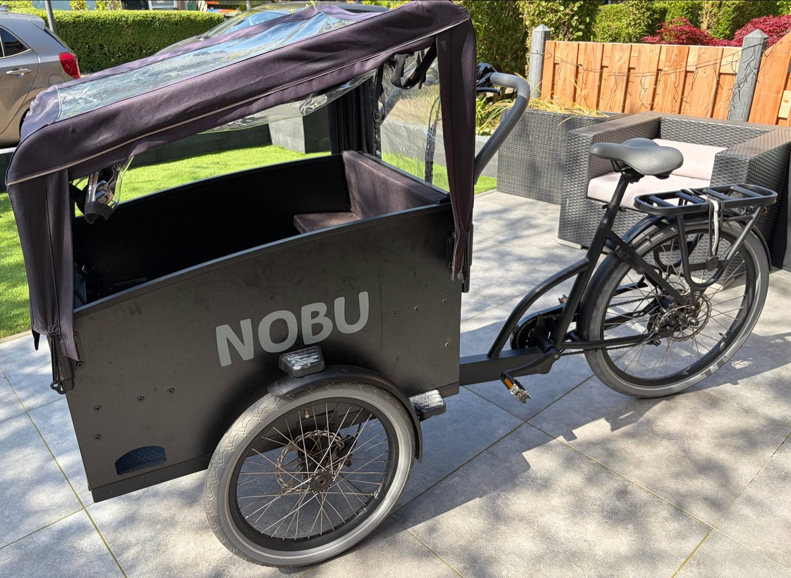 Nobu Bakfiets 3 Wielen - Ruimte voor 4 Kinderen + Regenhuif, 4 kinderen of meer, Gebruikt, Elektrisch, Ophalen
