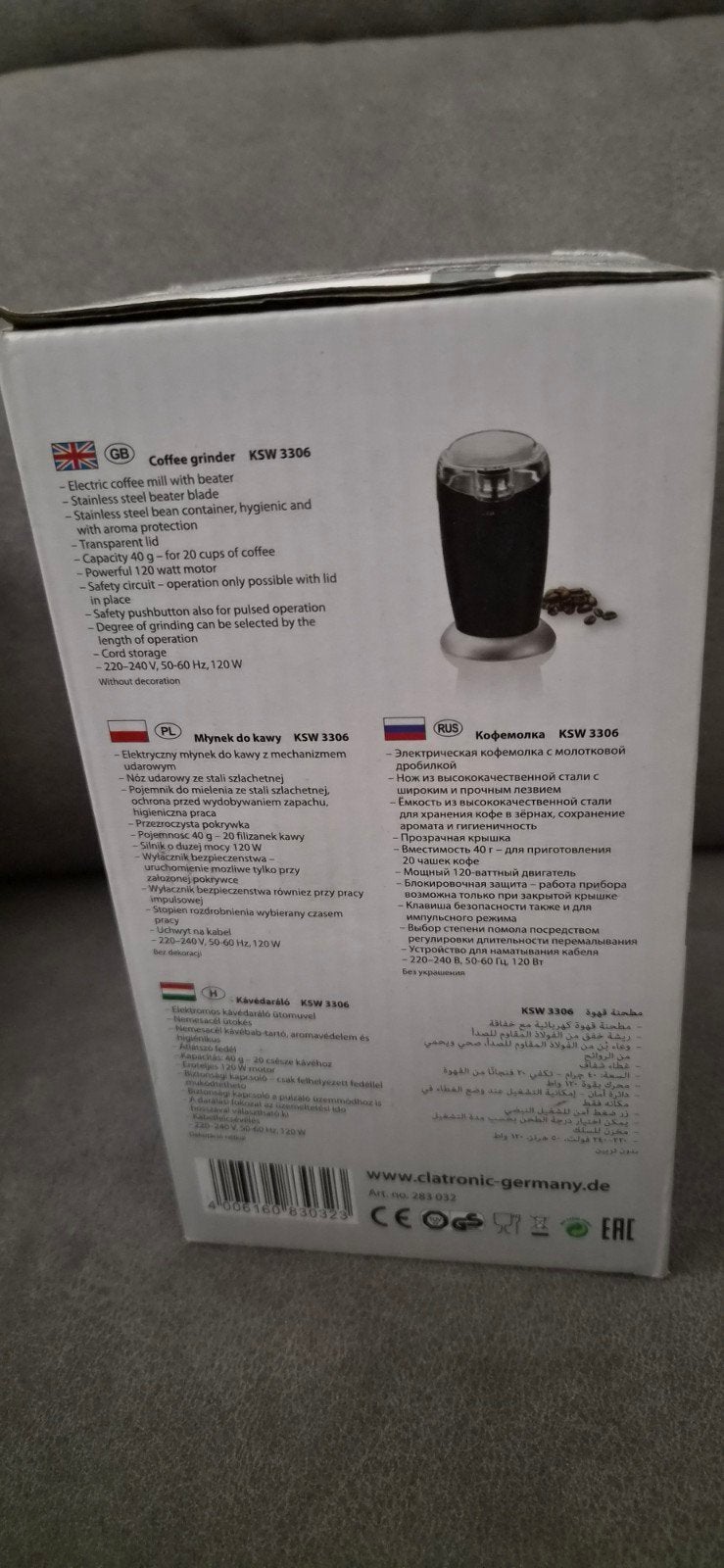 Clatronic KSW 3306 Koffiemolen - Nieuw in doos, Ophalen, Nieuw