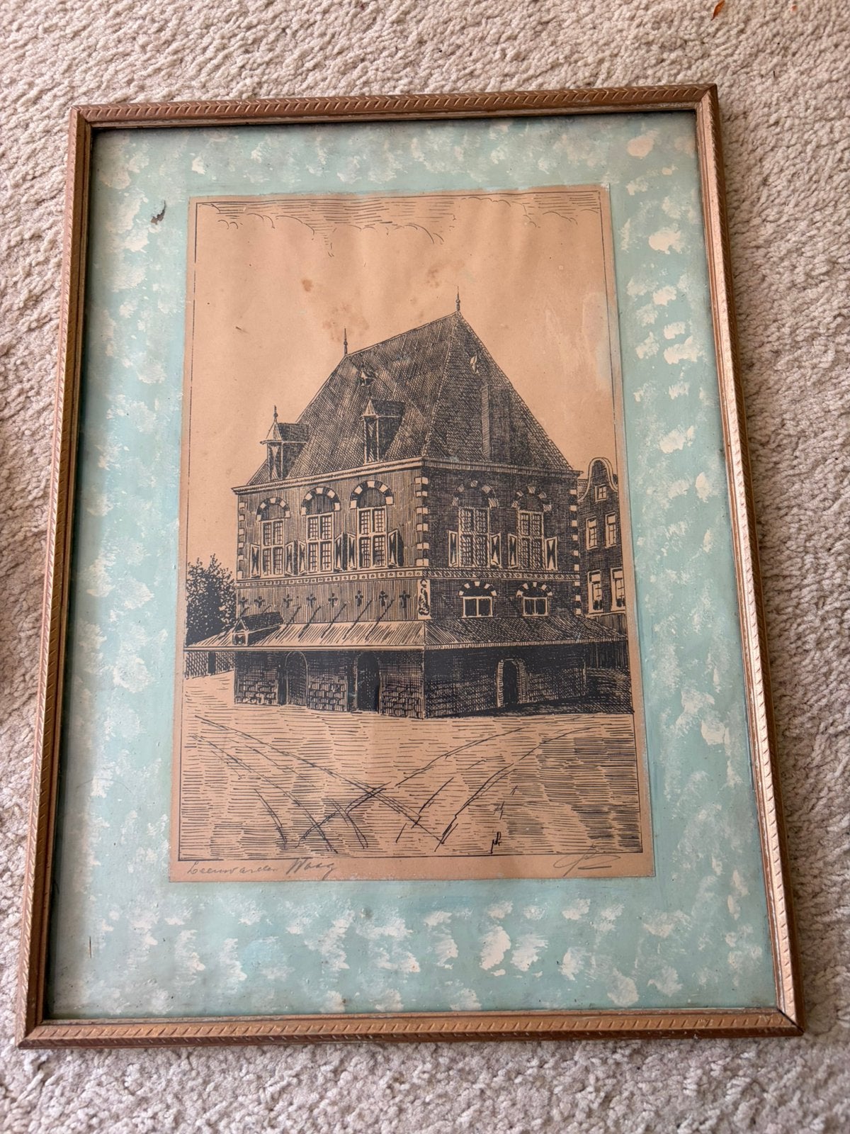 Antieke Gravure: Historisch Gebouw Leeuwarden, Ophalen, 1800 - 1899, Stadsgezicht, Gravure