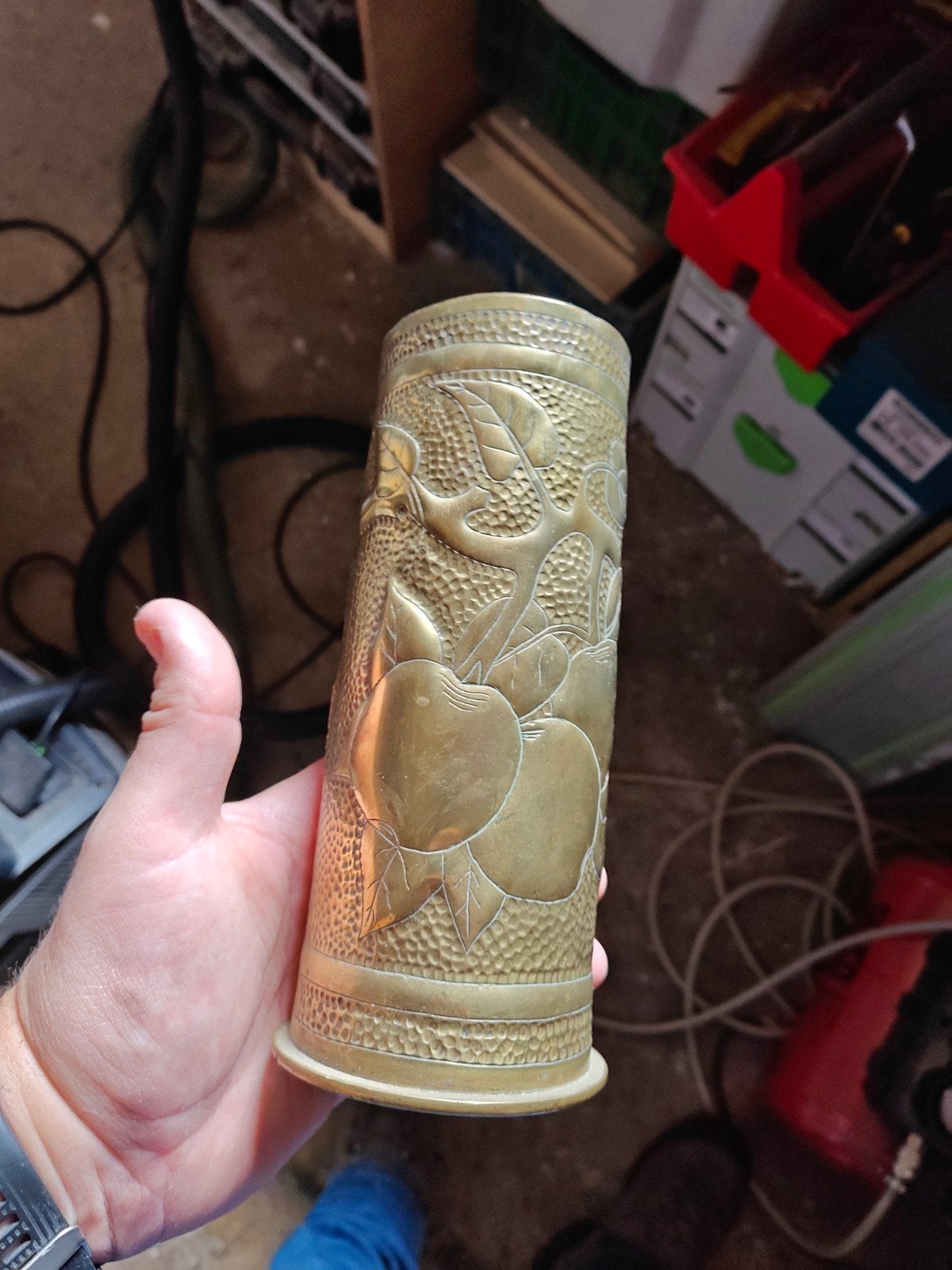 WO1 Trench Art Huls uit 1917 - Uniek Verzamelstuk, Ophalen of Verzenden, Landmacht, Duitsland, Hulzen of Bodemvondsten