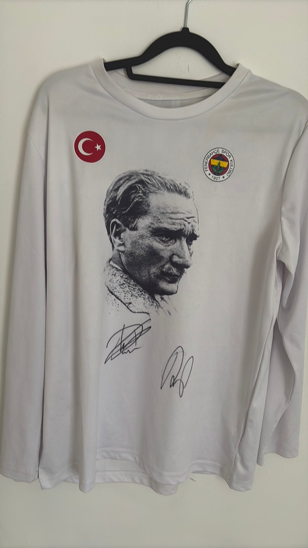 Fenerbache shirt dirk kuyt robin van persie signed, Ophalen of Verzenden, Gedragen, Maat 48/50 (M), Wit