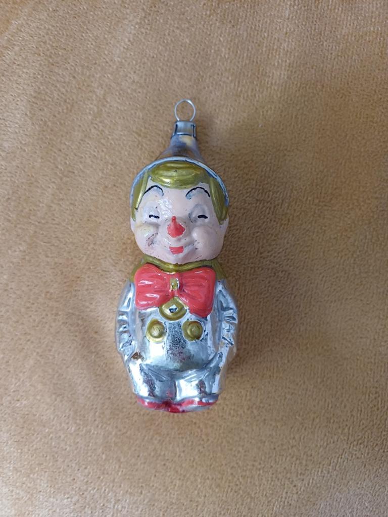 Vintage kerstbal van glas pinokkio, Ophalen of Verzenden, Gebruikt