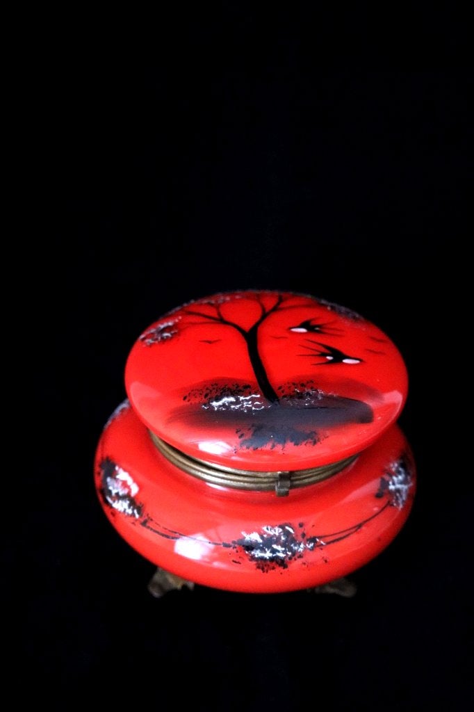 Antieke Loetz Tango Art Glass sieradendoos emaille, 1920, Antiek en Kunst, Ophalen of Verzenden