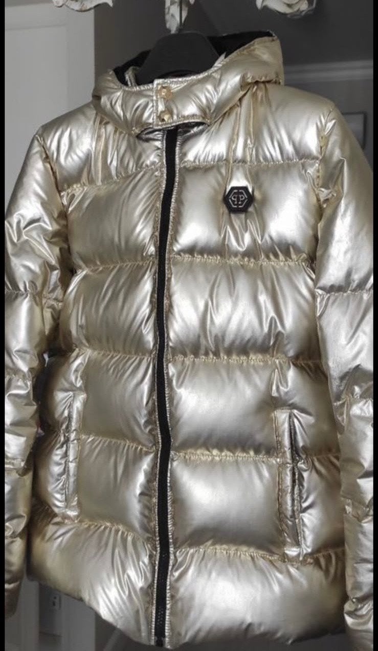 Philipp Plein Junior Gouden Puffer Jas Maat 16, Ophalen of Verzenden, Zo goed als nieuw, Maat 36 (S), Goud