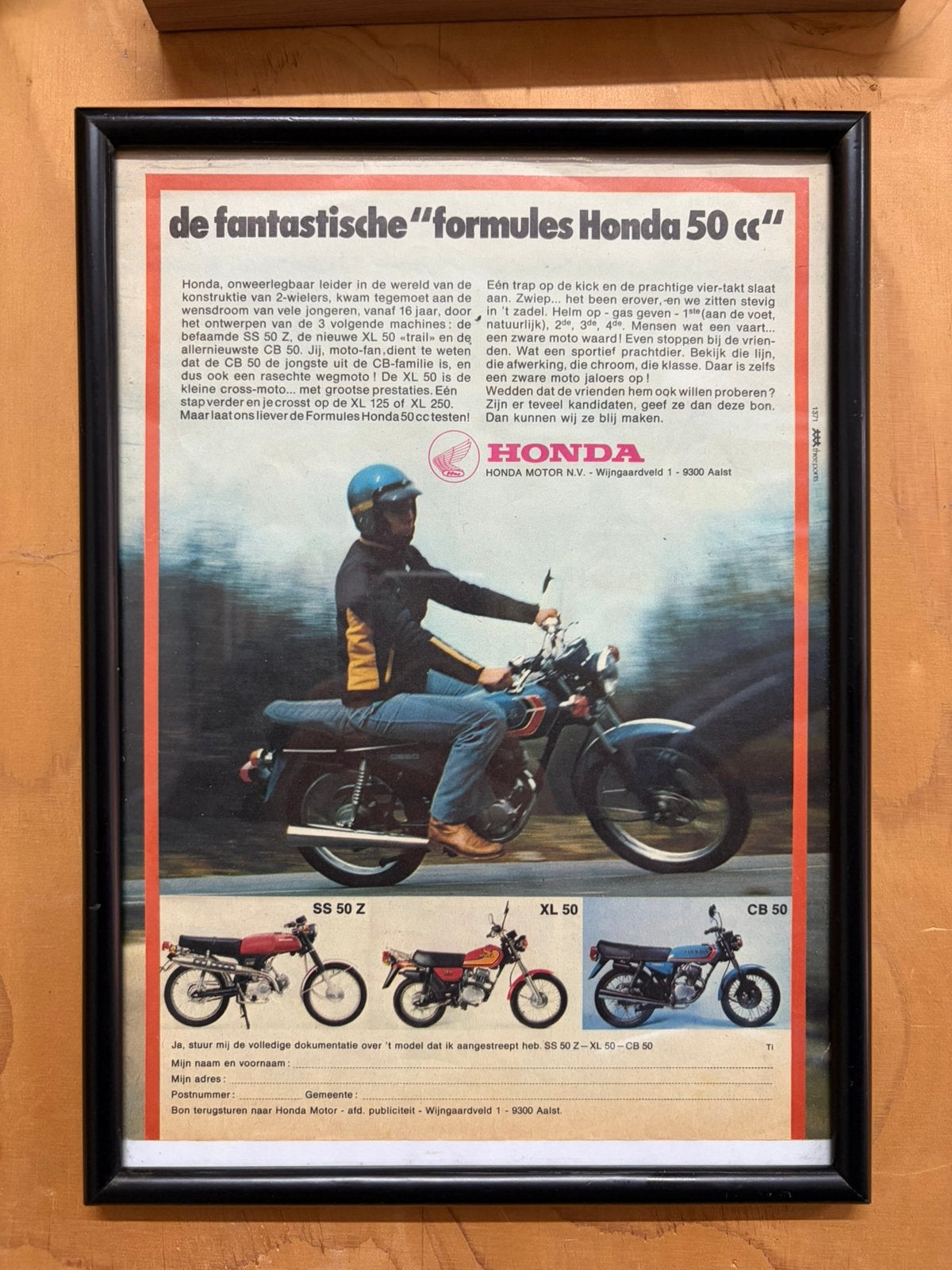 Honda SS50 CB50 XL50 reclame, Ophalen of Verzenden, Zo goed als nieuw
