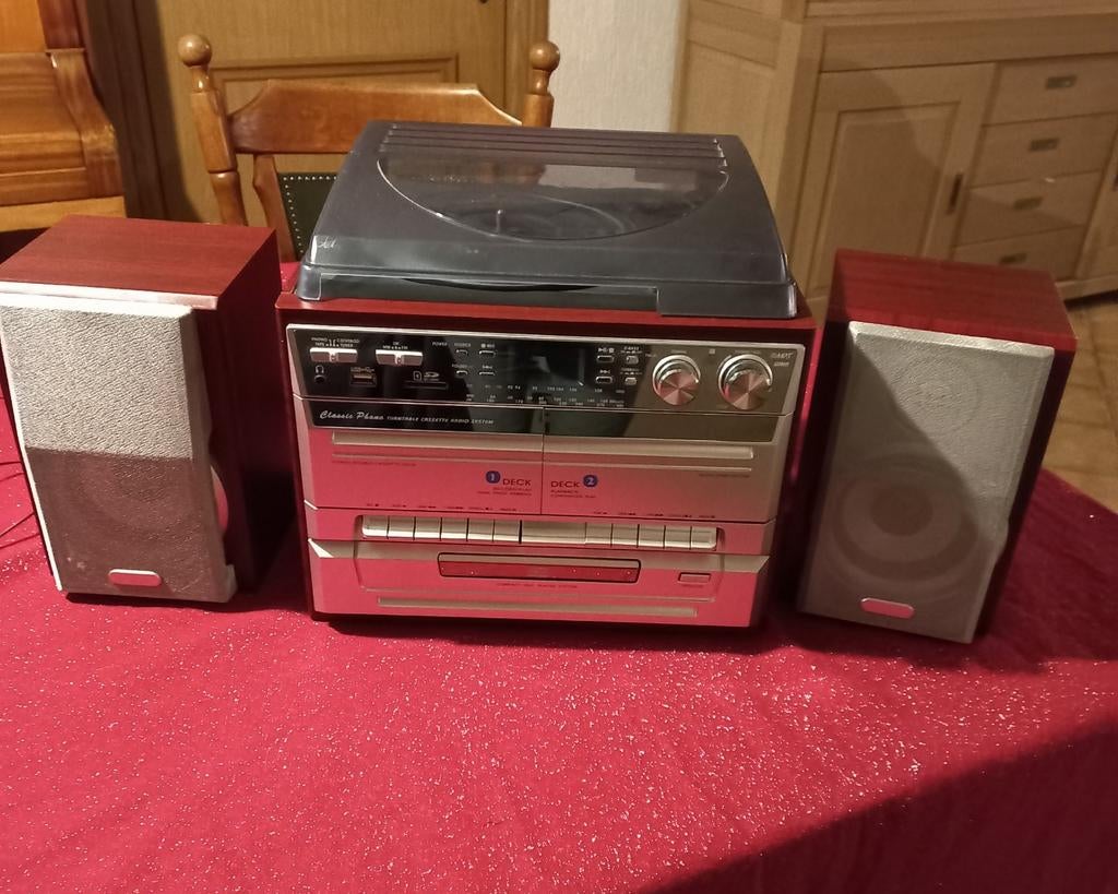 Cd/MP3 draaitafel met radio, dubbel cassettedeck en USB/SD, Ophalen of Verzenden, Gebruikt, Overige typen