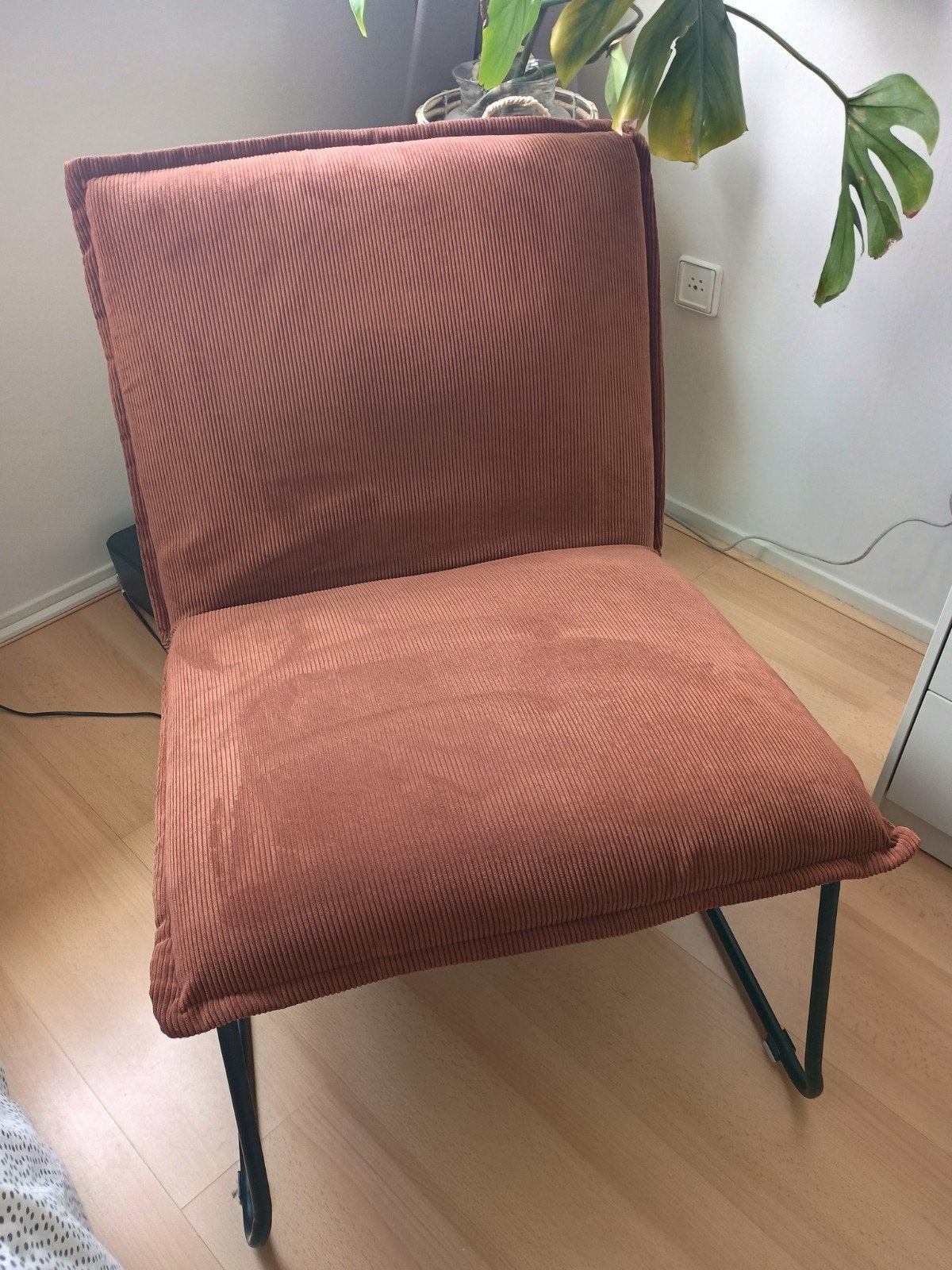 Fauteuil Cooper - ribstof - koper, Ophalen, Stoer, 75 tot 100 cm, Zo goed als nieuw