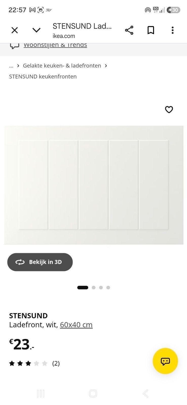 stensund lade front 1x wit en 1x groen, Ophalen, Nieuw, 50 tot 100 cm, Minder dan 25 cm