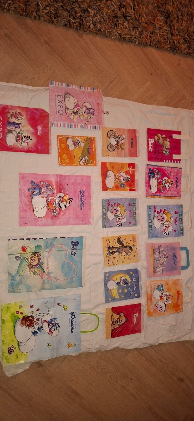 Diddl papieren tasjes en zakjes collectie, Verzamelen, Ophalen, Verschillende figuren, Gebruikt, Tas, Koffer of Zak
