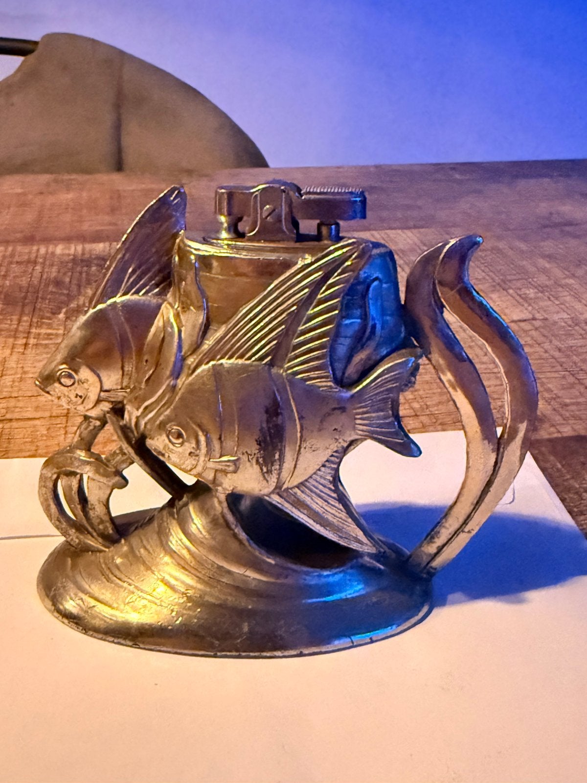 Aansteker vissen vis aquarium jugendstil art deco nouveau, Verzamelen, Rookartikelen, Aanstekers en Luciferdoosjes, Ophalen of Verzenden