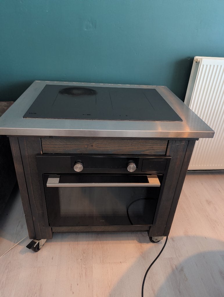 vrijstaand Etna inductieplaat met ATAG combi stoom oven, Ophalen, Gebruikt, 4 kookzones, Inductie